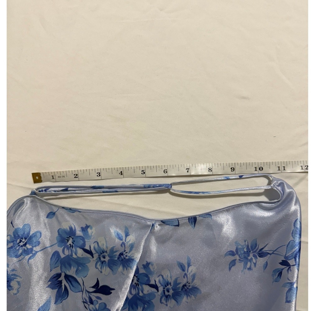Oscar de la Renta Pink Label Blue Floral Satin Nightgown & Robe Set Large Y2K - Picture 13 of 16